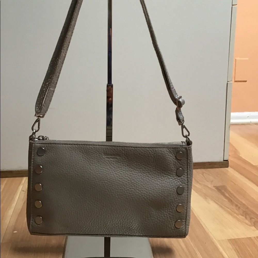 Hammitt Grey Leather W/Red Suede Lining Crossbody